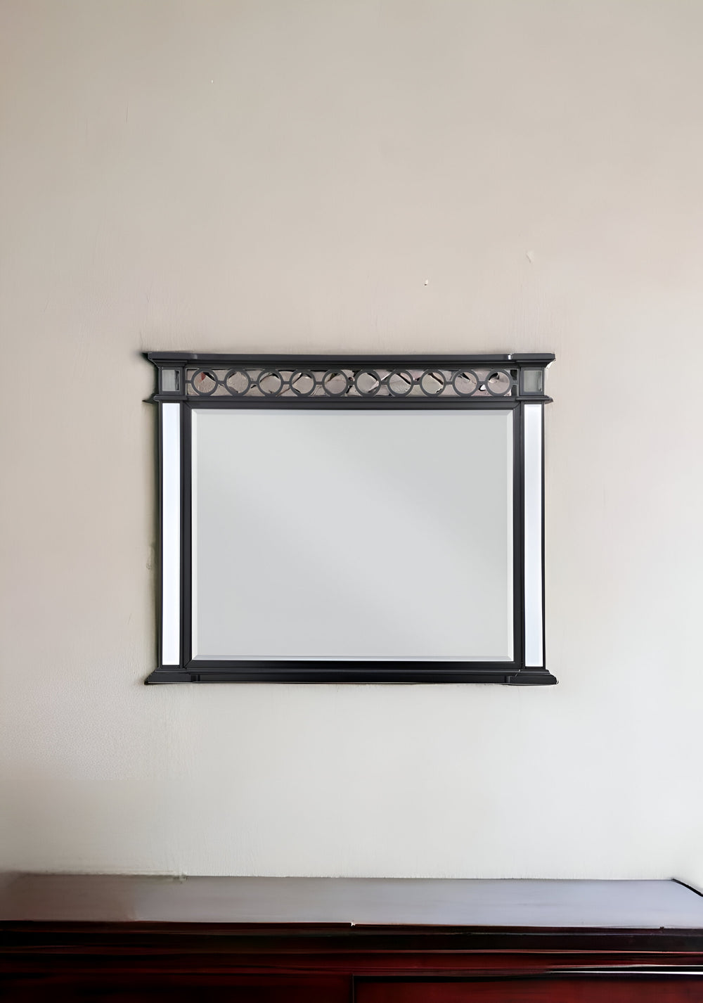 42" Mirrored, Black & Sliver Finish Dresser Mirror - Homeroots - Flyclothing LLC