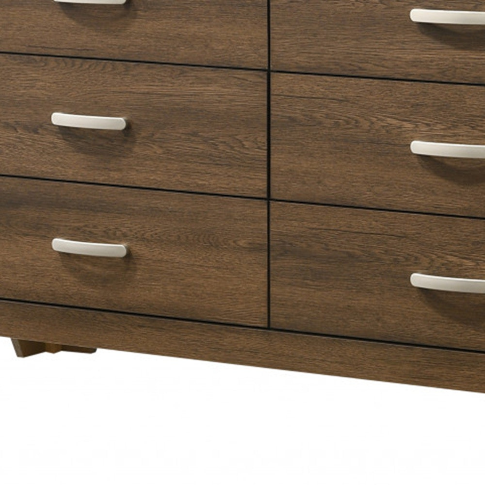 59" Brown Solid and Manufactured Wood Six Drawer Double Dresser - Homeroots - Flyclothing LLC