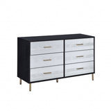 47" Black Silver and Gold Faux Croc Design Six Drawer Double Dresser - Homeroots - Flyclothing LLC