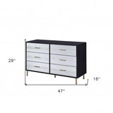 47" Black Silver and Gold Faux Croc Design Six Drawer Double Dresser - Homeroots - Flyclothing LLC