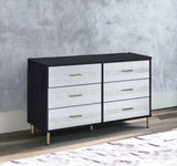 47" Black Silver and Gold Faux Croc Design Six Drawer Double Dresser - Homeroots - Flyclothing LLC