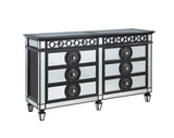 68" Black and Silver Solid and Manufactured Wood Mirrored Eight Drawer Double Dresser - Homeroots - Flyclothing LLC
