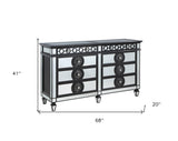 68" Black and Silver Solid and Manufactured Wood Mirrored Eight Drawer Double Dresser - Homeroots - Flyclothing LLC