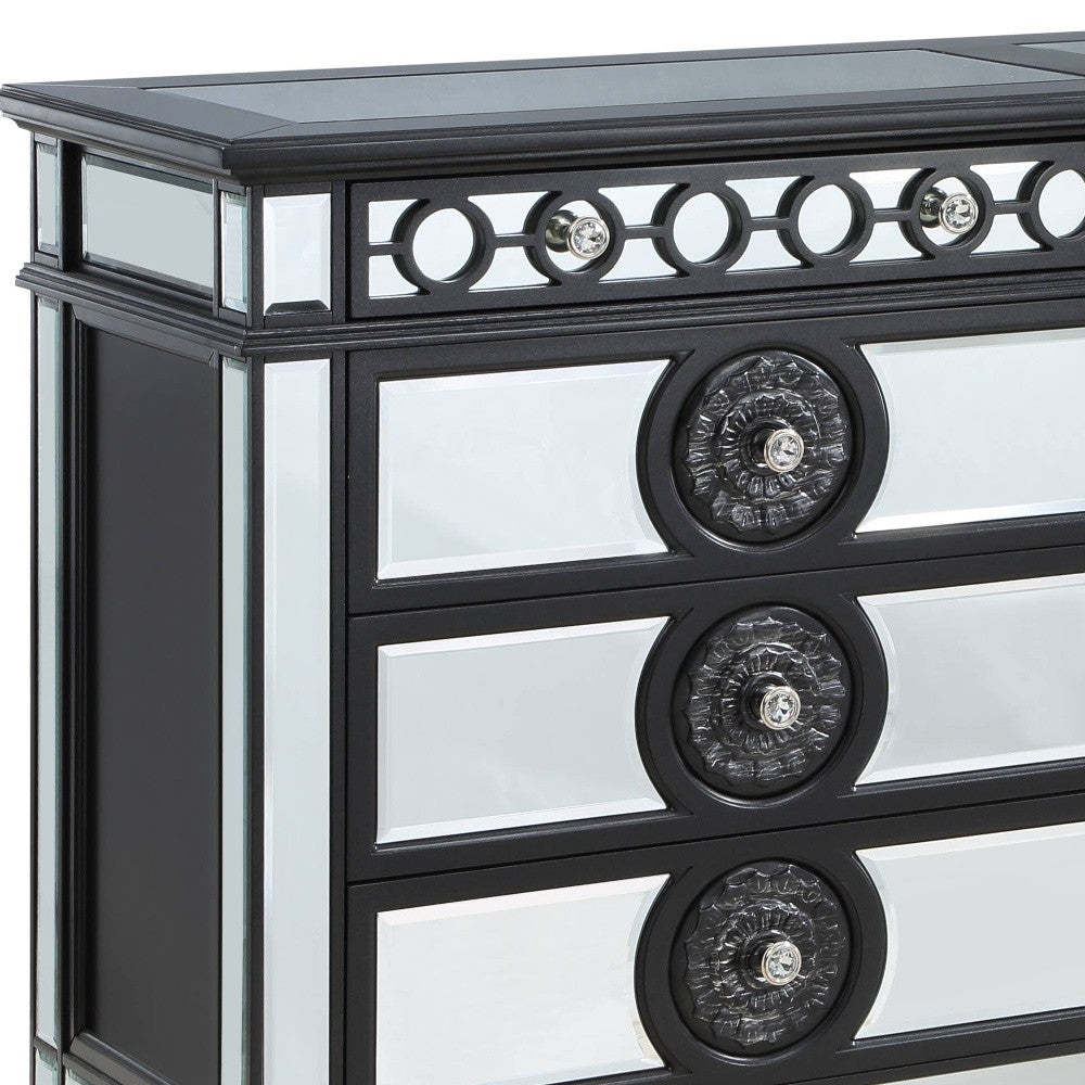 68" Black and Silver Solid and Manufactured Wood Mirrored Eight Drawer Double Dresser - Homeroots - Flyclothing LLC