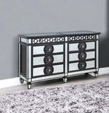 68" Black and Silver Solid and Manufactured Wood Mirrored Eight Drawer Double Dresser - Homeroots - Flyclothing LLC