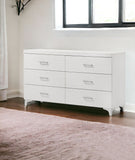 58" White Solid and Manufactured Wood Six Drawer Double Dresser - Homeroots - Flyclothing LLC