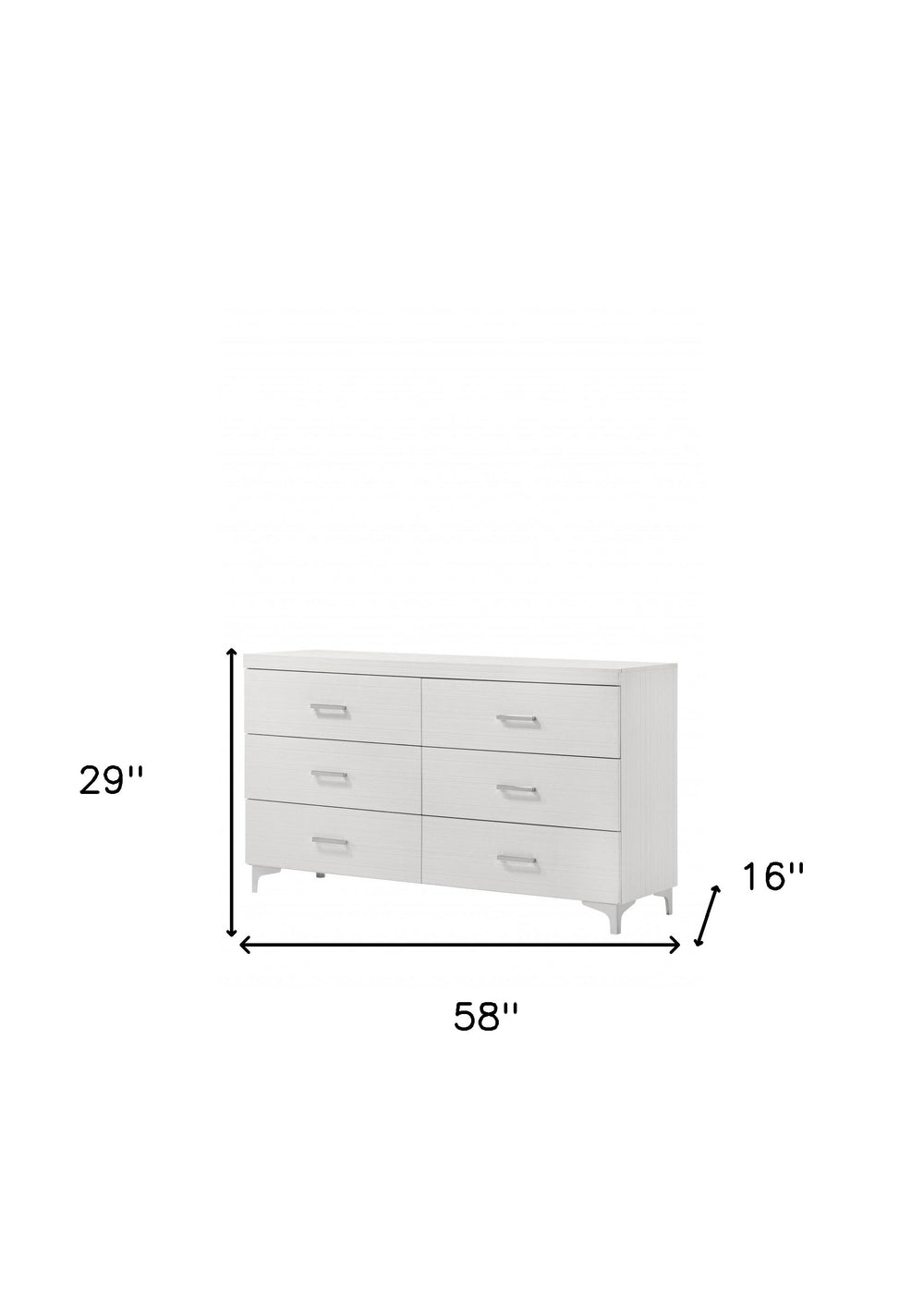 58" White Solid and Manufactured Wood Six Drawer Double Dresser - Homeroots - Flyclothing LLC
