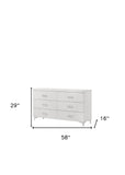 58" White Solid and Manufactured Wood Six Drawer Double Dresser - Homeroots - Flyclothing LLC