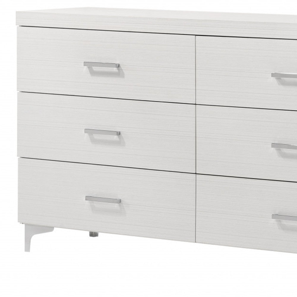 58" White Solid and Manufactured Wood Six Drawer Double Dresser - Homeroots - Flyclothing LLC