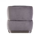 29" Antique Slate Gray Velvet And Brown Solid Color Slipper Chair - Homeroots