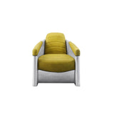 28" Yellow Top Grain Leather And Steel Barrel Chair - Homeroots