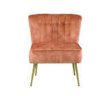 26" Burnt Orange Velvet And Brown Solid Color Slipper Chair - Homeroots