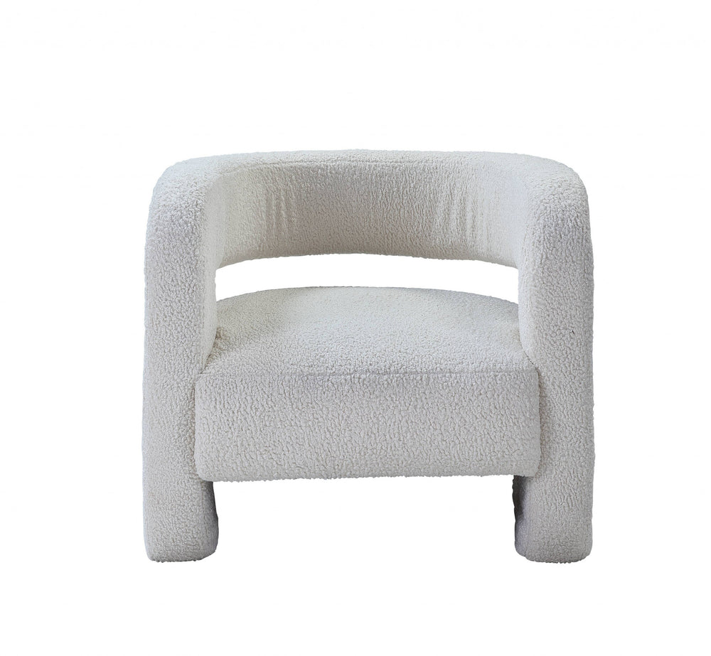32" White Sherpa Solid Color Barrel Chair - Homeroots