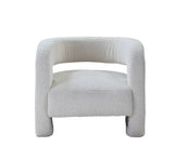 32" White Sherpa Solid Color Barrel Chair - Homeroots
