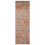 8' Ivory Orange And Gray Floral Stain Resistant Runner Rug - Homeroots - Flyclothing LLC