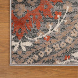 8' Runner Rust Floral Stain Resistant Runner Rug - Homeroots - Flyclothing LLC