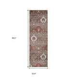 8' Runner Rust Floral Stain Resistant Runner Rug - Homeroots - Flyclothing LLC