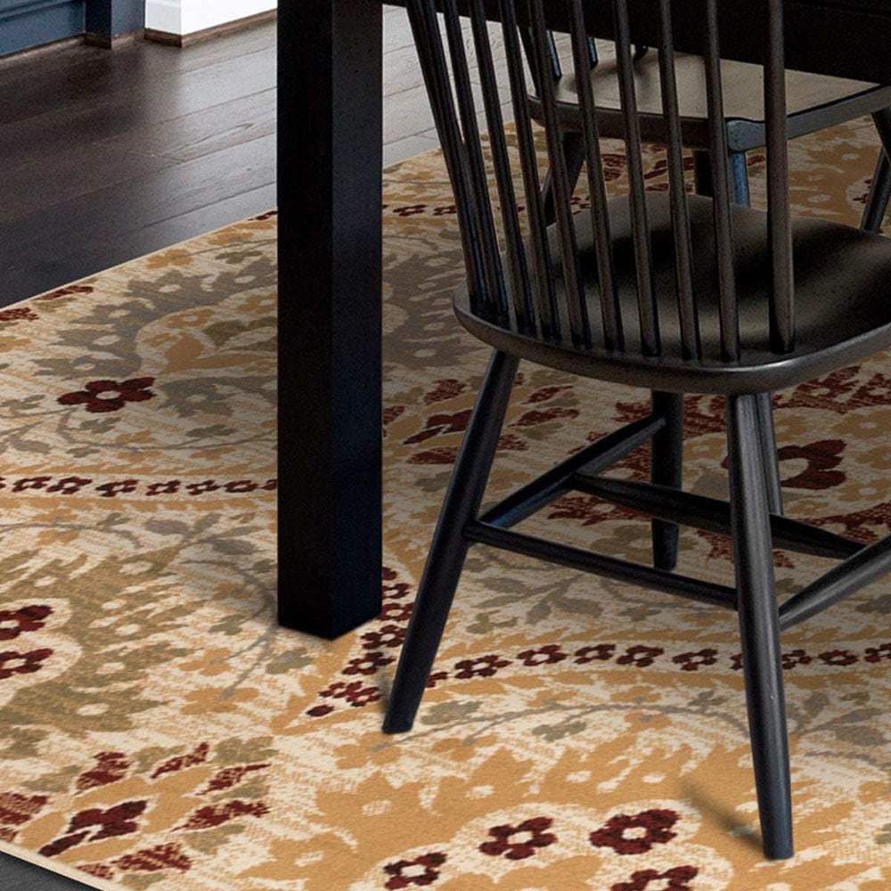 4' X 6' Camel Gray And Rust Floral Stain Resistant Area Rug - Homeroots - Flyclothing LLC