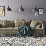 4' X 6' Ivory Blue And Gray Floral Stain Resistant Area Rug - Homeroots - Flyclothing LLC