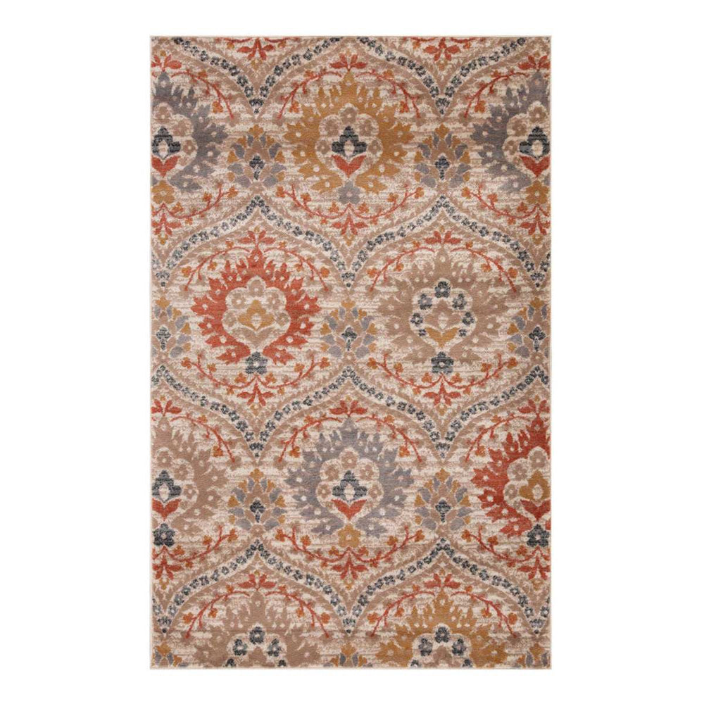 4' X 6' Ivory Orange And Gray Floral Stain Resistant Area Rug - Homeroots - Flyclothing LLC