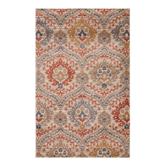 4' X 6' Ivory Orange And Gray Floral Stain Resistant Area Rug - Homeroots - Flyclothing LLC