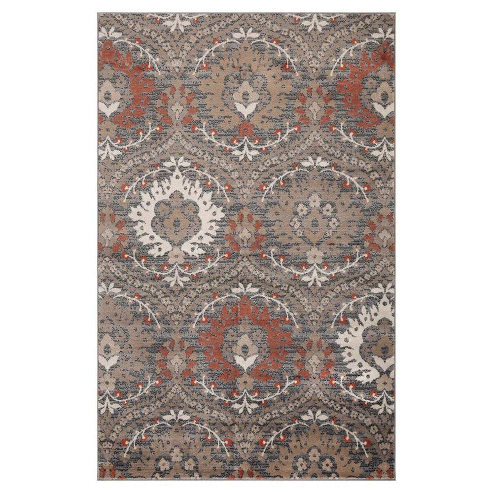 5' X 8' Rust Floral Stain Resistant Area Rug - Homeroots - Flyclothing LLC