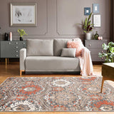5' X 8' Rust Floral Stain Resistant Area Rug - Homeroots - Flyclothing LLC