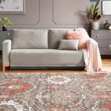 5' X 8' Rust Floral Stain Resistant Area Rug - Homeroots - Flyclothing LLC