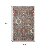 5' X 8' Rust Floral Stain Resistant Area Rug - Homeroots - Flyclothing LLC