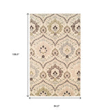 7' X 9' Ivory Gray And Olive Floral Stain Resistant Area Rug - Homeroots - Flyclothing LLC