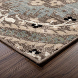 7' X 9' Ivory Beige And Light Blue Floral Stain Resistant Area Rug - Homeroots - Flyclothing LLC