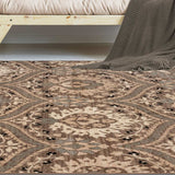 7' X 9' Ivory Beige And Light Blue Floral Stain Resistant Area Rug - Homeroots - Flyclothing LLC