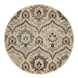 8' Round Ivory Gray And Olive Round Floral Stain Resistant Area Rug - Homeroots - Flyclothing LLC