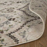8' Round Ivory Gray And Olive Round Floral Stain Resistant Area Rug - Homeroots - Flyclothing LLC