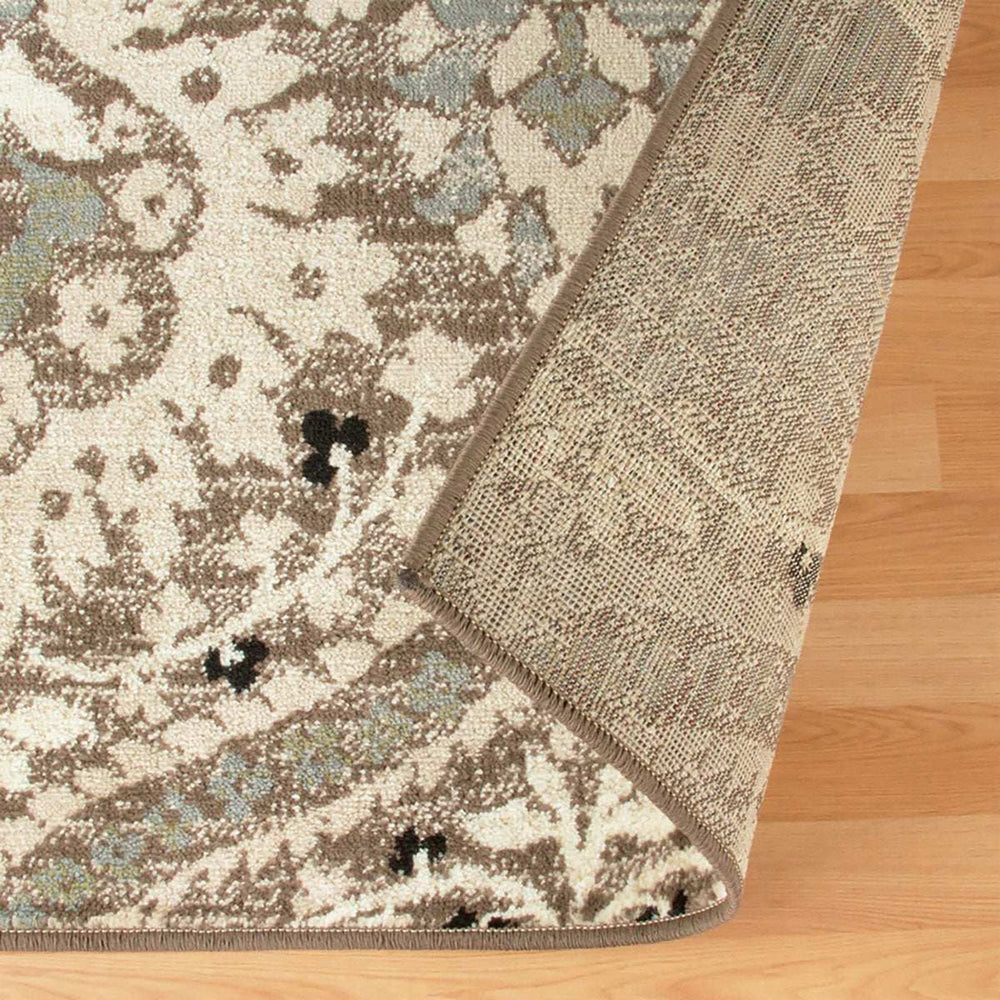 8' X 10' Ivory Beige And Light Blue Floral Stain Resistant Area Rug - Homeroots - Flyclothing LLC