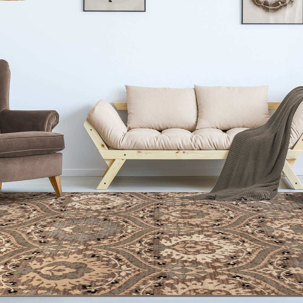 8' X 10' Ivory Beige And Light Blue Floral Stain Resistant Area Rug - Homeroots - Flyclothing LLC