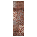 8' Rust And Gray Damask Distressed Stain Resistant Runner Rug - Homeroots - Flyclothing LLC