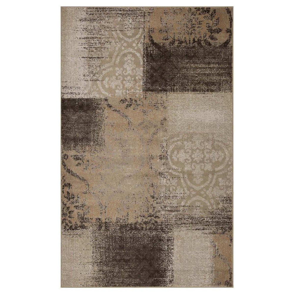 4' X 6' Beige Gray And Black Damask Distressed Stain Resistant Area Rug - Homeroots - Flyclothing LLC