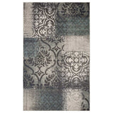 4' X 6' Teal And Gray Damask Distressed Stain Resistant Area Rug - Homeroots - Flyclothing LLC