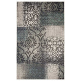 8' X 10' Teal And Gray Damask Distressed Stain Resistant Area Rug - Homeroots - Flyclothing LLC