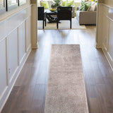 8' Beige Shag Stain Resistant Runner Rug - Homeroots - Flyclothing LLC