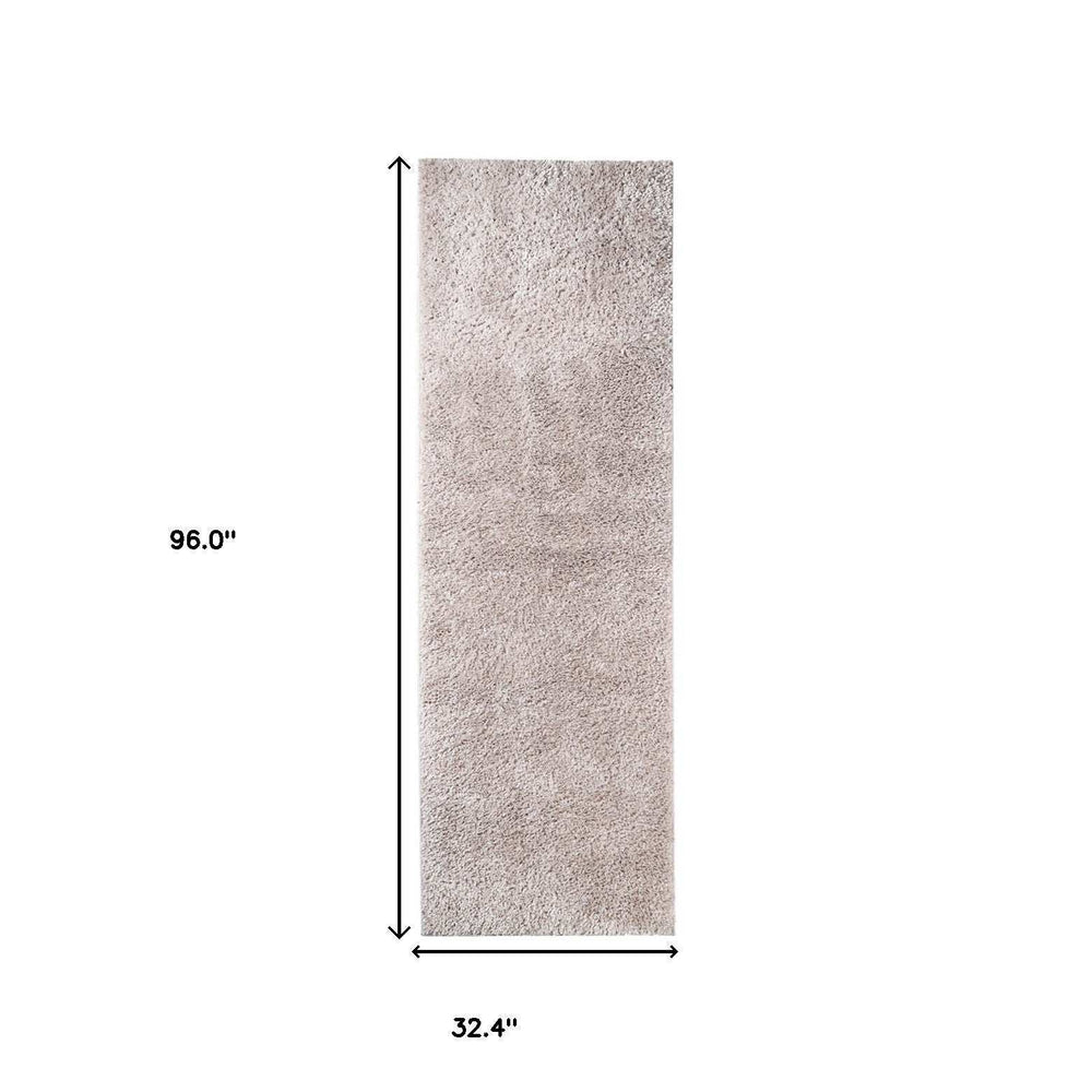 8' Beige Shag Stain Resistant Runner Rug - Homeroots - Flyclothing LLC