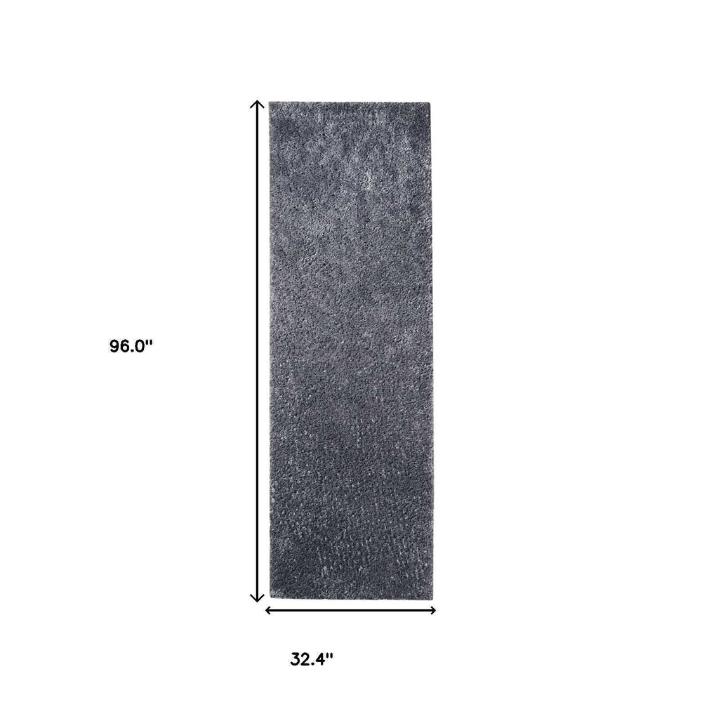 8' Gray Distressed Shag Runner Area Rug - Homeroots - Flyclothing LLC