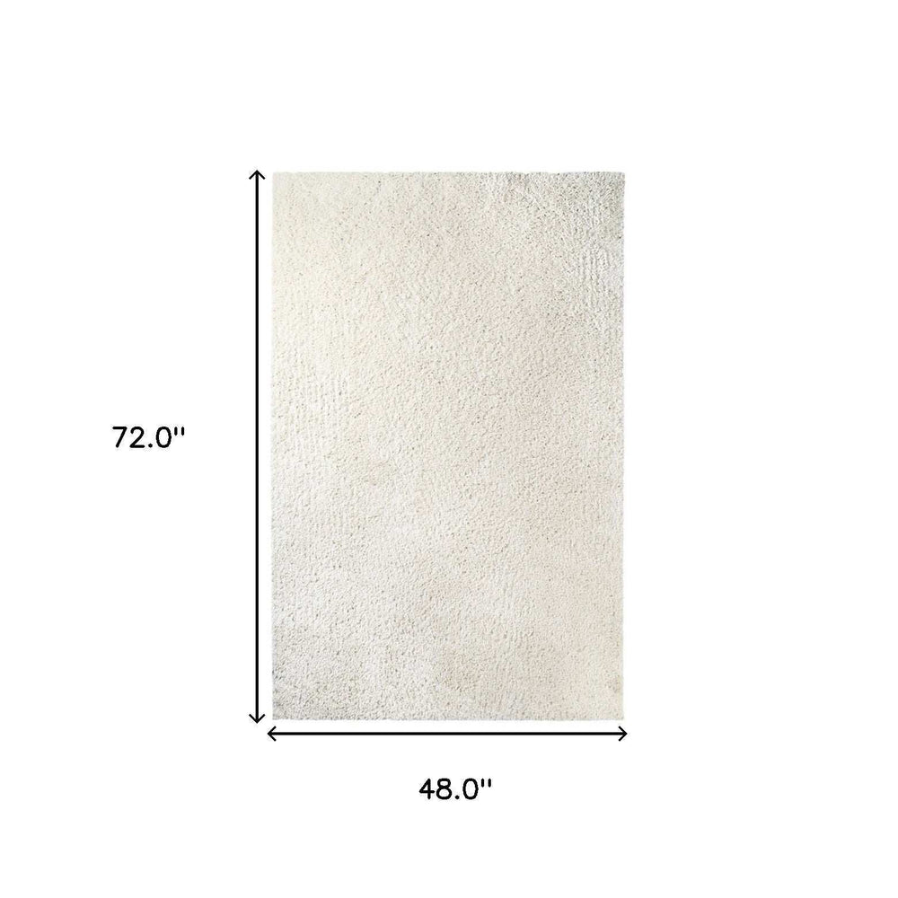 4' X 6' Ivory Shag Stain Resistant Area Rug - Homeroots - Flyclothing LLC