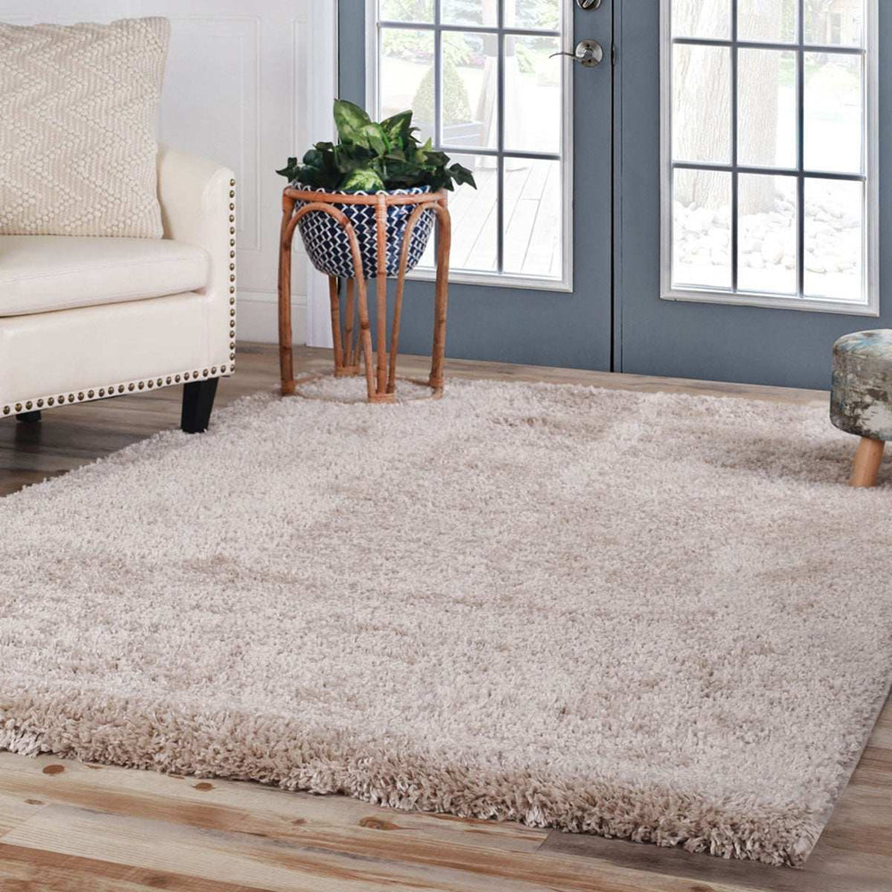 5' X 8' Beige Shag Stain Resistant Area Rug - Homeroots - Flyclothing LLC