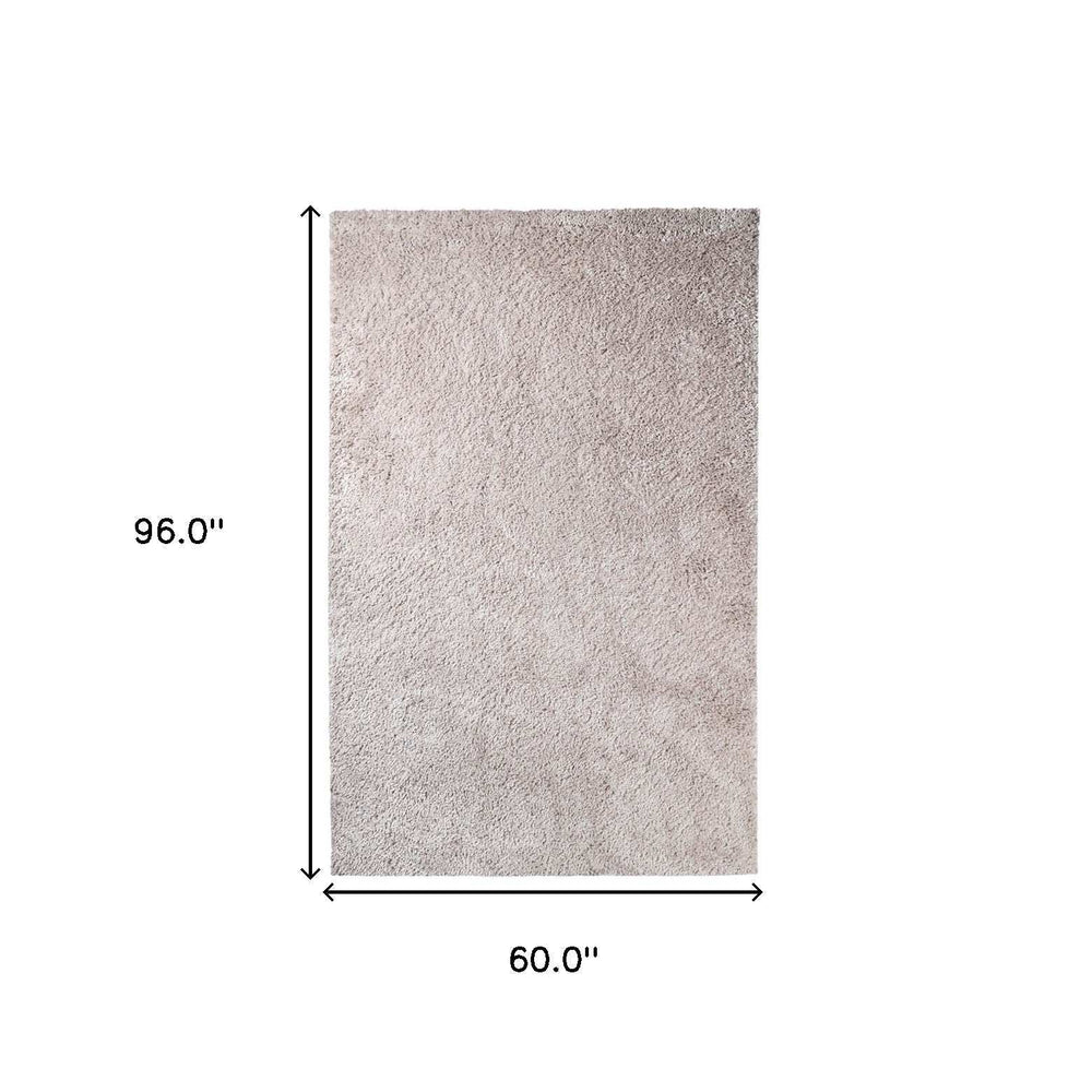 5' X 8' Beige Shag Stain Resistant Area Rug - Homeroots - Flyclothing LLC