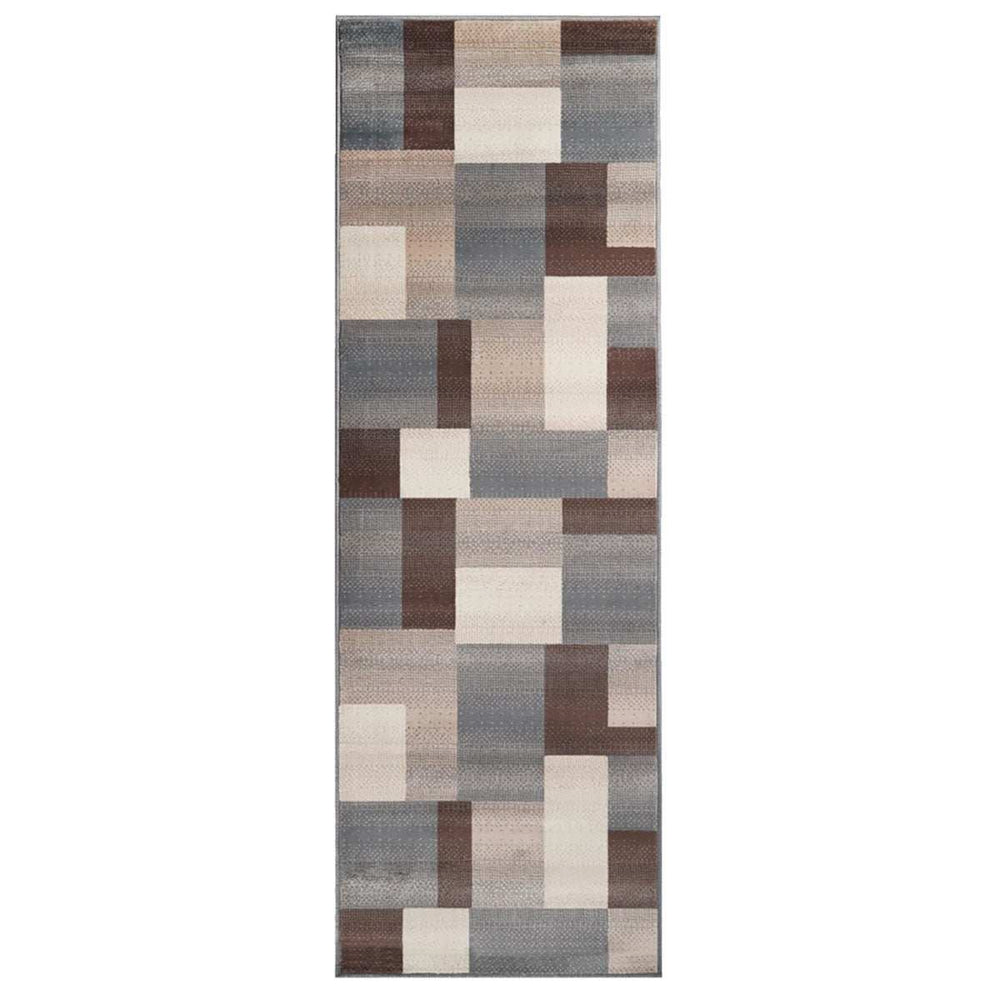 10' Grey Patchwork Stain Resistant Runner Rug - Homeroots - Flyclothing LLC