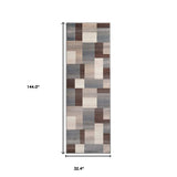 12' Grey Patchwork Stain Resistant Runner Rug - Homeroots - Flyclothing LLC