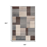 3' X 5' Grey Patchwork Power Loom Stain Resistant Area Rug - Homeroots - Flyclothing LLC