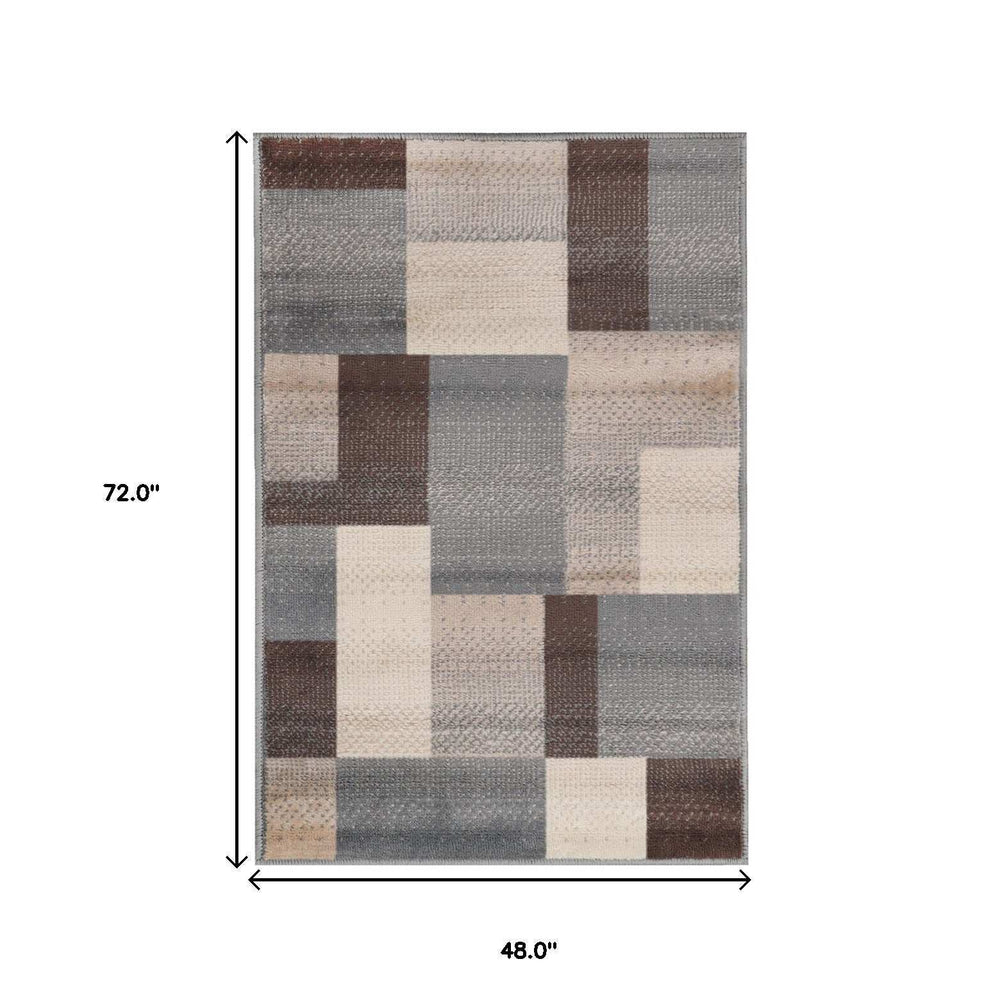4' X 6' Grey Patchwork Power Loom Stain Resistant Area Rug - Homeroots - Flyclothing LLC
